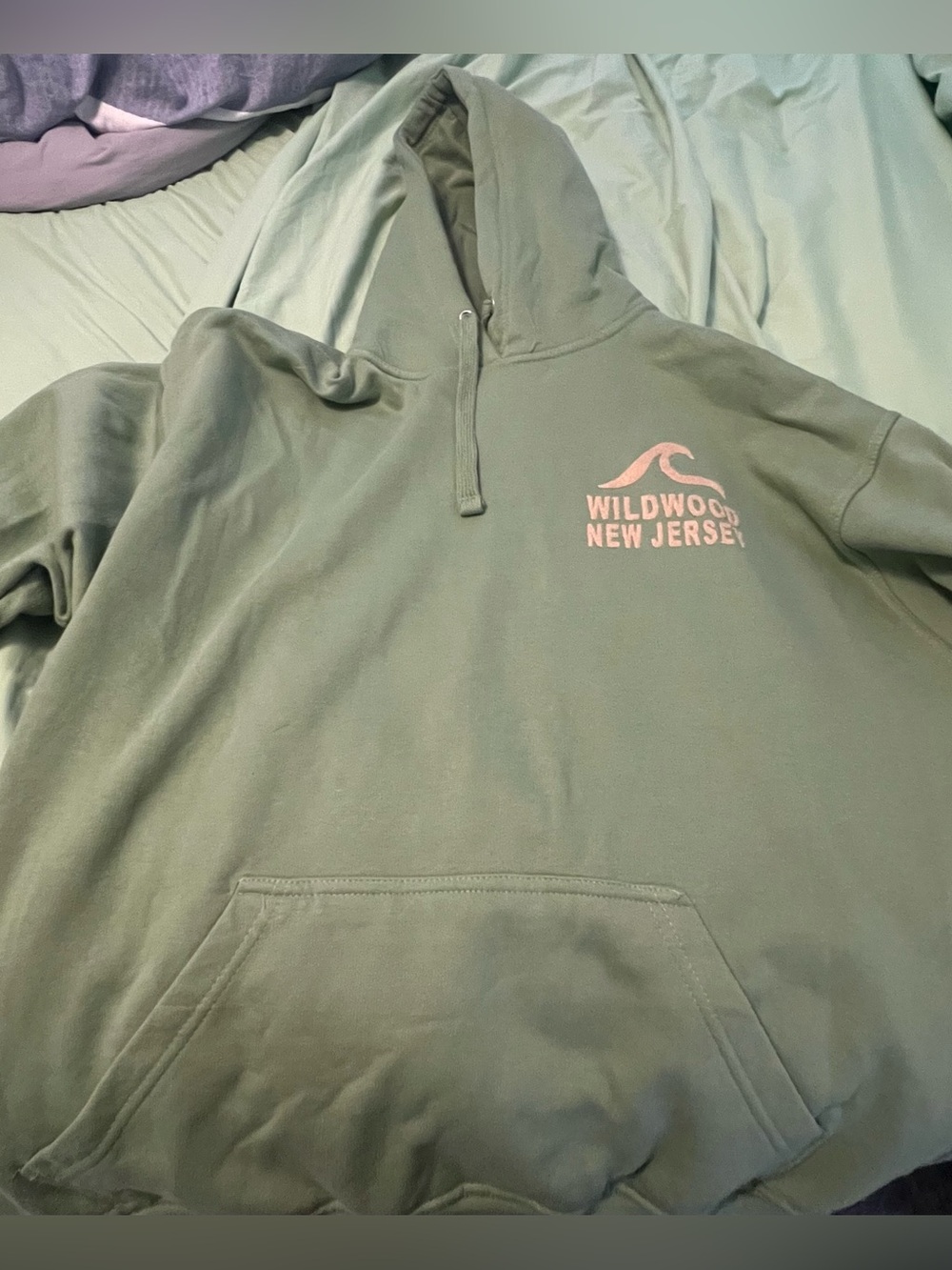 Wildwood New Jersey Women's Green Hoodie with Pink Logo